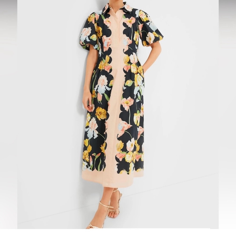 Tuckernuck Floral Black and Blush Pink Floral Delaney Dress